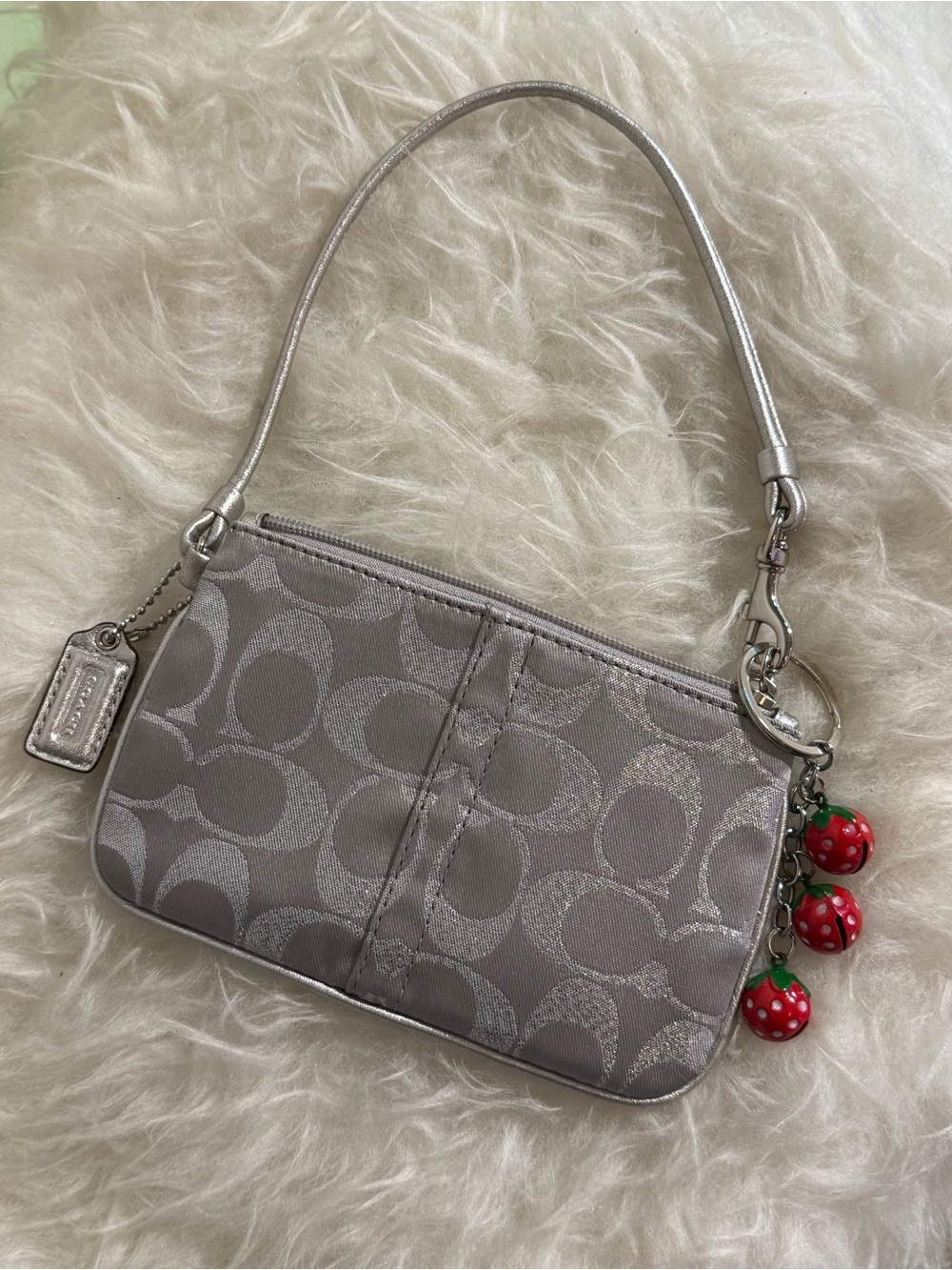 Coach Silver Signature Mini Wristlet